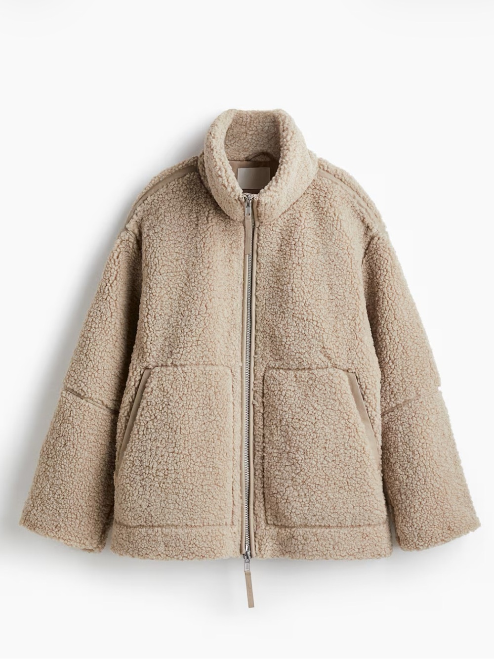 h&m | loose-fit teddy fleece jacket